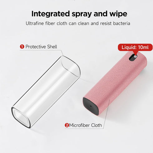 YTT Screen Cleaner, All-in-One Spray & Wipe Cleaner for All Phones, Laptop and Tablet Screens (Pink)