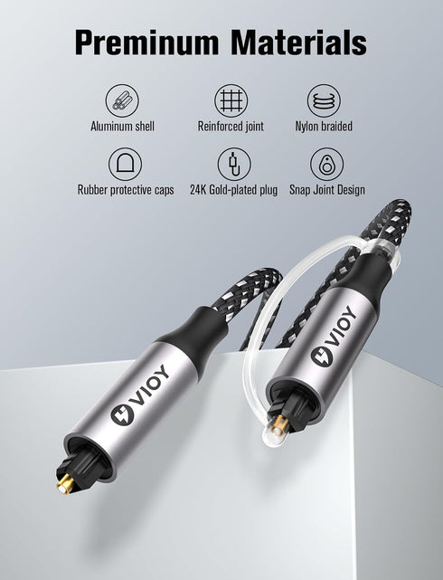 15 PS4 VIOY Optical Audio Cable FT, Long Digital Fiber Optic Audio Cable, Braided S/PDIF Adat Optical Cord