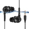 AGPTEK IPX8 Waterproof Black In-Ear Earphones with Coiled Cable & Stereo Audio Extension for Swimming.
