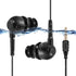 AGPTEK IPX8 Waterproof Black In-Ear Earphones with Coiled Cable & Stereo Audio Extension for Swimming.