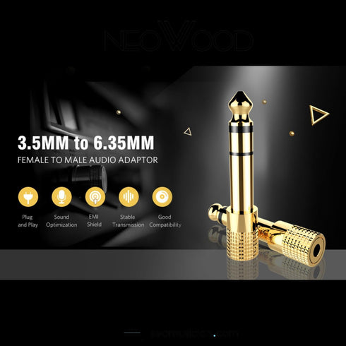 Audio Adapter 6.35mm to 3.5mm Aux: Gold Plated Stereo 1/4 Inch Male Plug to 1/8-inch Female Jack for Headphone Guitar Amp