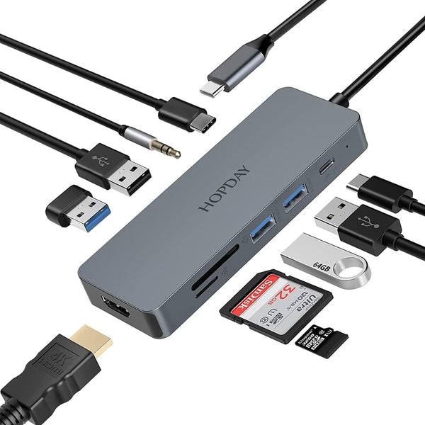 HOPDAY USB C Hub - 10 in 1 Multiport USB C Adapter with