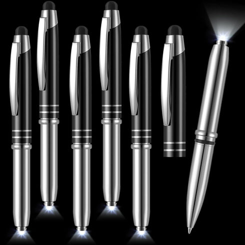 5 Pieces Multi-Function Stylus Pen for Touchscreen Devices, 3 in 1 with LED Flashlight, Ballpoint, Invisible Ink (Black)