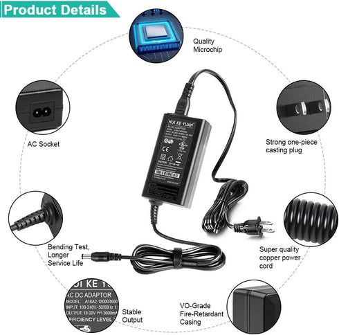 HKY 18V AC Adapter for Braven BRV-XXL Large Portable Wireless Bluetooth Speaker, Replacement Power Supply Cord