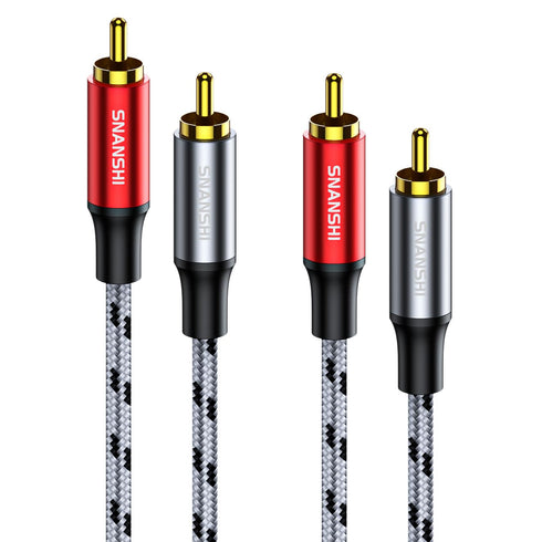 SNANSHI 2RCA Cables (15FT) - 2RCA Male to 2RCA Male Stereo Audio Cable for Home Theater and Hi-Fi System