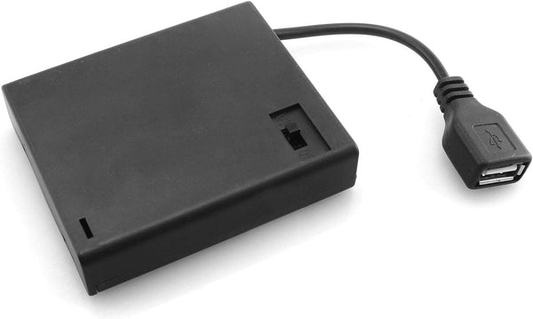 DGZZI USB Female Socket 4 AA Battery Case Box Holder with ON-Off Switch