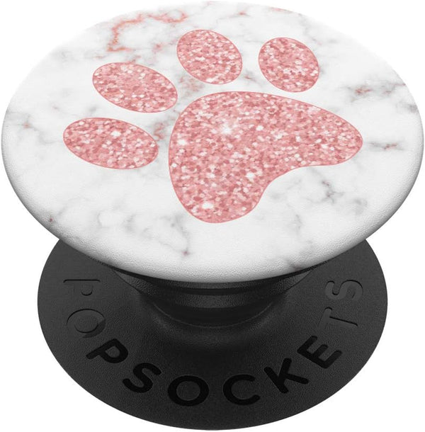 PopSockets Swappable PopGrip - Cute Paw With Pink Background for Dog and Cat Lover