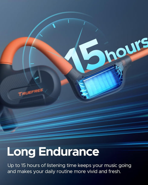 truefree F2 Open Ear Headphones, Bluetooth 5.3 Air Conduction Wireless Sport Earbuds with Enhanced Bass, 15H Playtime