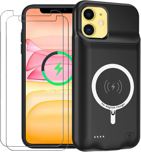 Battery Case for iPhone 11, Enhanced 10000mAh Wireless Charging Case, Compatible with Carplay, Rechargeable Extended