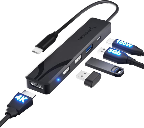 SABRENT USB C Hub, USB C to HDMI 4K@60Hz, Type C Hub Multiport