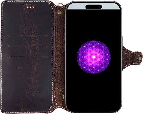 Yogurt 17 17 6.9-inch Case Compatible for iPhone Pro Max, Genuine Leather Wallet Cover Compatible for iPhone Pro Max