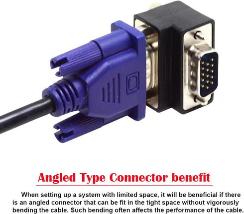CY Adapter 90 Degree Up Angled VGA SVGA Male to Female Extension Adapter for Monitor Projector