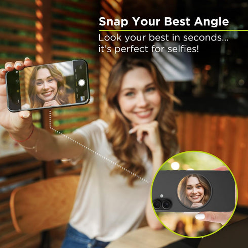 PureGear 16/15/14/13/12 Magnetic Selfie Mirror for Back Camera, Slim Cell Phone Convex Mirror, MagSafe Compatible