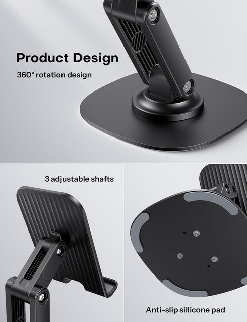 OMOTON 2 Pack 360 17 16 15 14 13 Cell Phone Stand for Desk, Adjustable Foldable Phone Holder, Swivel Mobile Stand Fit