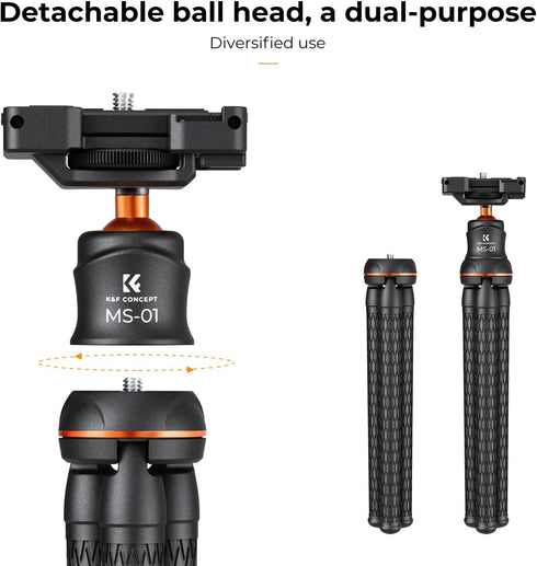 K&F Concept Mini Tripod Stand, Flexible Camera Tripod with Bluetooth Remote, Compatible with Smartphone/Canon Nikon