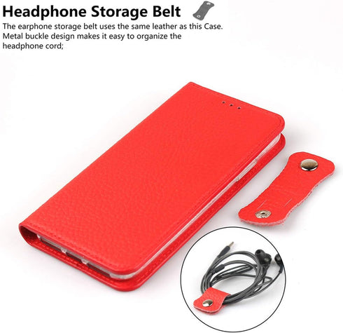 iCoverCase Genuine Leather Wallet Case Compatible with iPhone 6s Plus/6 Plus - Wrist Strap, Card Holder, Kickstand