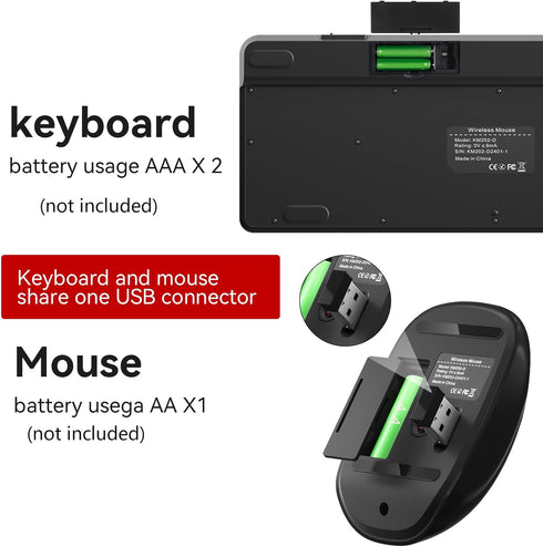 Wireless Keyboard and Mouse Combo, Retro Typewriter Wireless Keyboard with Round Keycaps, 2.4GHz Compact USB Cute