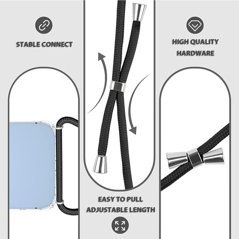 YESPURE for iPhone 13 Pro Max Clear Case with Adjustable Shoulder Neck Lanyard, Soft Slim Bumper Protective Cover