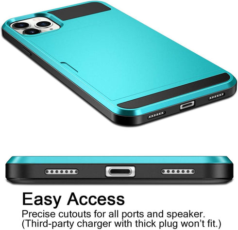 Vofolen Case for iPhone 11 Pro Max Wallet with Credit Card Holder Slot, Dual Layer Hybrid Armor Sky Blue