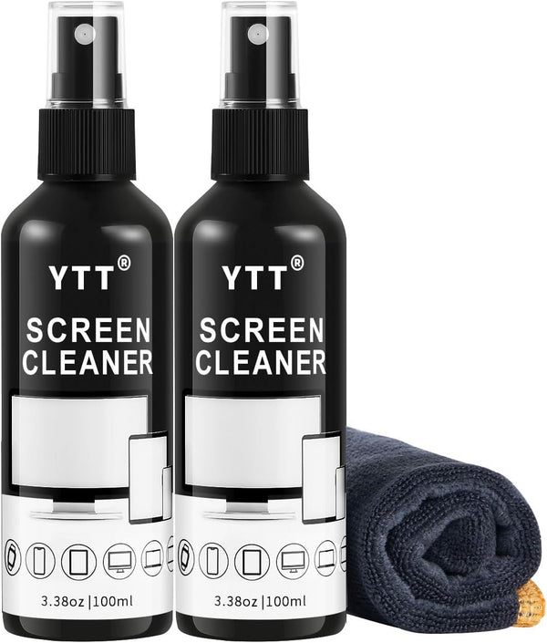 Screen Cleaner Spray Kit (2X) - Microfiber Cloth for TV, Computer, Smartphone, iPad, Laptop, iPhone