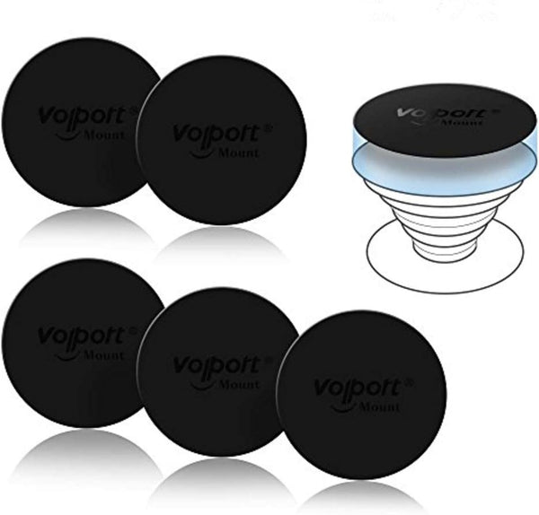 volport 6pcs Mount Metal Plates Replacement for Magnetic Phone Car Mount, 3M Strong MagicPlate Adhesive Round Disc