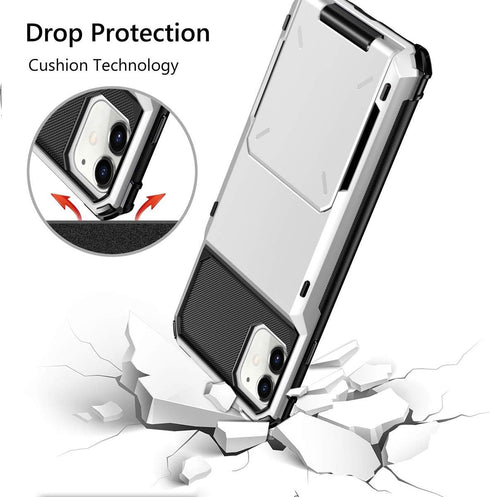 Vofolen Protective Wallet Case for iPhone 11, 4-Card Holder Flip Door Anti-Scratch Dual Layer Cover (White)