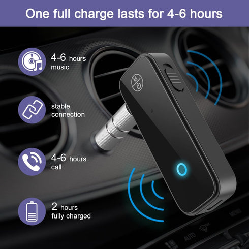Aux Bluetooth Adapter for Car, 2 in 1 Bluetooth 5.0 Transmitter Receiver for Hands-Free Call, 3.5mm AUX for Home Stereo