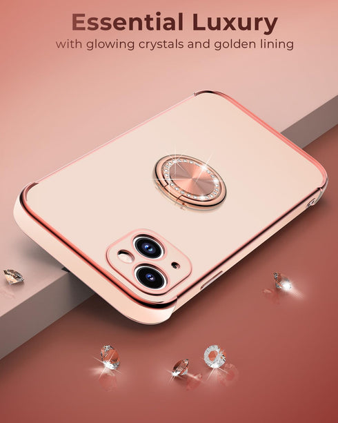 Miss Arts for iPhone 13 Case, Luxury Bling Electroplated Phone Case with Strap, Cute Soft TPU for iPhone 13 Cover for