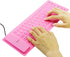 Super Space Foldable Silicone Keyboard, Pink, USB Waterproof Travel Gaming Wired Keyboard, 4.14ft Cable, Full Size for