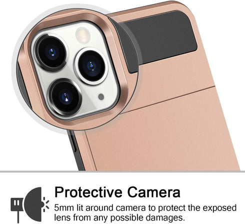 Vofolen Case for iPhone 11 Pro Max - Wallet with Credit Card Holder Slot, Dual Layer Hybrid Bumper Armor, Rose Gold