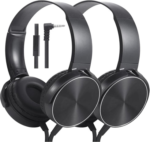 2 Pack Wired Classroom Headphones with Microphone for Kids All Ages K-12,