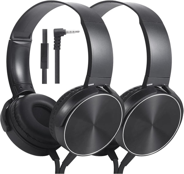2 Pack Wired Classroom Headphones with Microphone for Kids All Ages K-12,