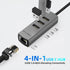 WALNEW USB-C to Ethernet Adapter, 4 in 1 USB C Hub with LAN RJ45, Aluminum Gigabit Network Cable Converter for PC