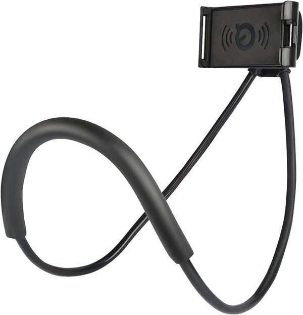 Upgraded Cell Phone Stand Hanging on Neck, Hands-Free Mobile Phone Holder Clip on Bed/Table 360° Rotation