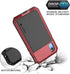 Lanhiem iPhone XR Metal Case, Rugged Full Body Shockproof Cover with Built-in Glass Screen Protector, Red