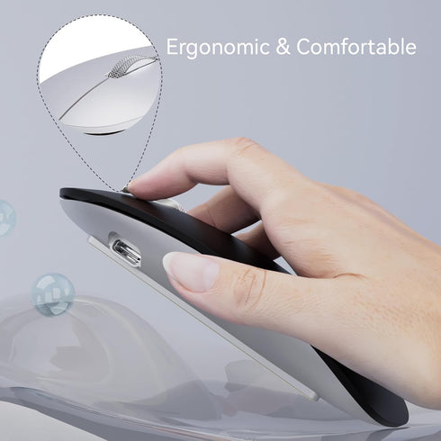 Uiosmuph G11 Wireless Mouse, USB C Rechargeable Computer Mouse, Slim Silent Mice 2.4GHz Optical for Laptop/Mac/PC