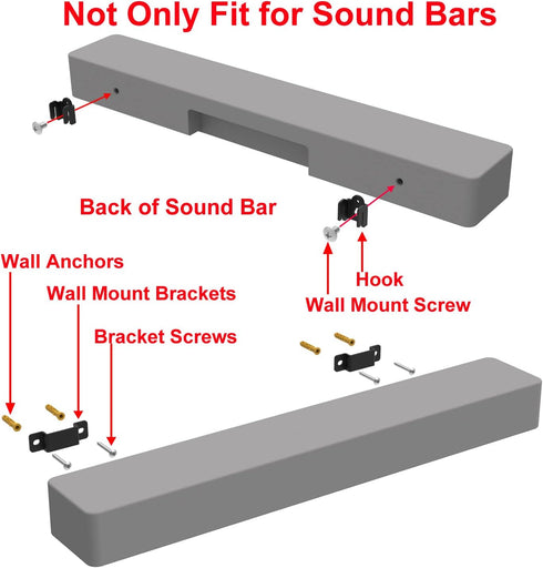 Soundbar Wall Mount Bracket for Vizio Soundbar, Speaker Wall Mounts for Surround Sound or Bookshelf Speakers