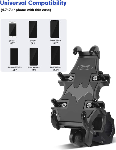 UTV Phone Mount, 360° Rotation ATV Phone Holder for 4.7"-7.1" Devices, Easy Install on 1.75-2" Roll Bar