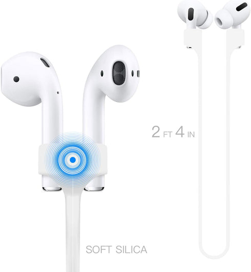 ABCOOL 4PCS Magnetic Anti-Lost Strap for AirPods 1 2 Pro - Colorful Soft Sport String Tether Lanyard, Silicone Wire