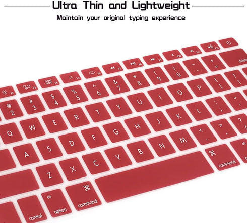 HRH Silicone Keyboard Cover Skin for MacBook Air 13, MacBook Pro 13/15/17, Red Wine, Older USA Layout