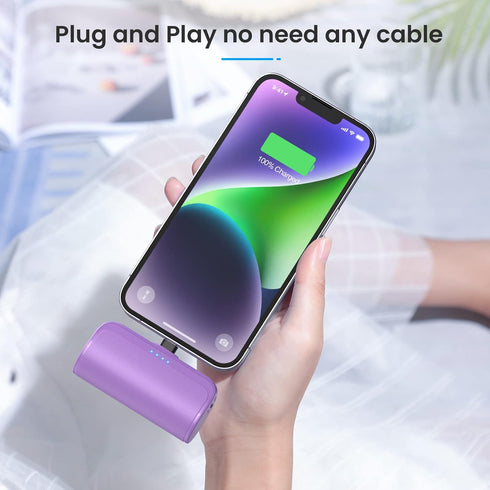 Mini Portable Charger Power Bank for iPhone, 5200mAh PD Fast Charging Battery Pack, Compatible with iPhone