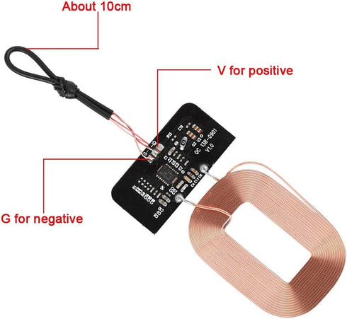 Ultra Thin DIY Qi Charging Receiver Module Circuit Board Coil Charger, 5V 1A, Plug and Play