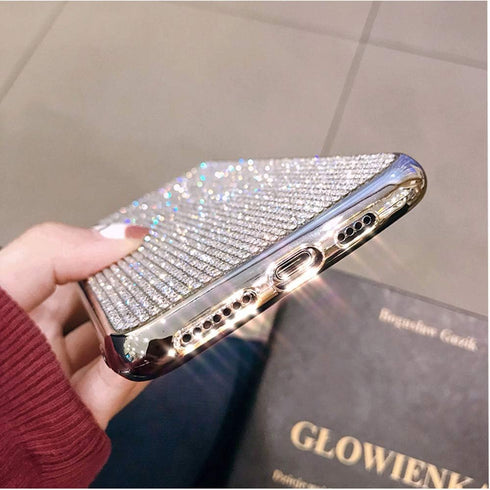 LUVI Luxury Fashion Glitter Case for iPhone Xs Max, Bling Glossy Crystal Rhinestone Protective Cover, Silver