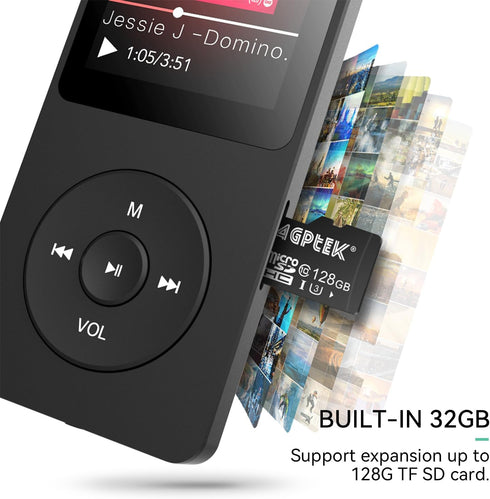AGPTEK A02X 32GB MP3 Player with Bluetooth 5.3, 1.8 Inch Screen Portable Music Player with Speaker, FM Radio, Voice