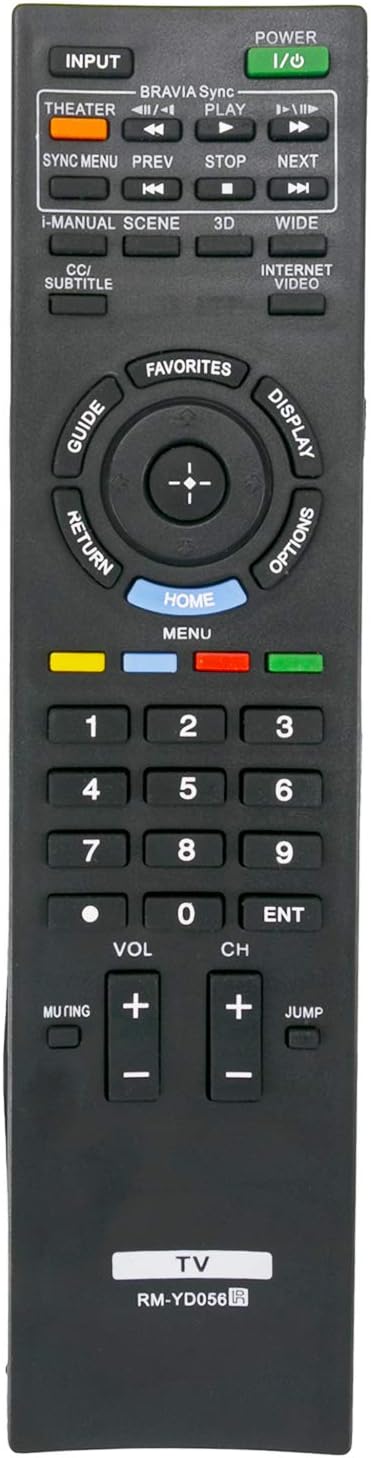 RM-YD056 Remote Control Replacement for Sony Bravia LCD TV Models KDL-40HX800, KDL-46HX800, KDL-55HX800, XBR-52LX900