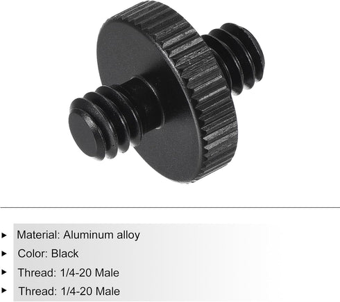 MECCANIXITY Mic Stand Adapter, 1/4-20 Male to Male Camera Screw Thread Adapter for Microphone Tripod Stand (Black, 2