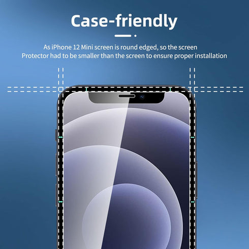 NEW'C 4 Pack, 2 Pack Screen Protector for iPhone 12 Mini + 2 Pack Camera Lens Protector, Case Friendly, Sensor