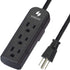 Power Strip 3 Prong Outlet, Slim Black 3 Grounded Outlets, Heavy Duty Extension Cord, No Surge Protector