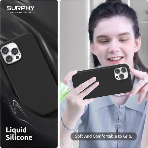 SURPHY Magnetic Case for iPhone 13 Pro, Compatible with MagSafe, Liquid Silicone Phone Case with Microfiber Lining