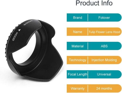49mm Lens Hood,Universal Tulip Flower Lens Hood Sun Shade with Centre Pinch Lens Cap for Canon Nikon Sony Pentax Olympus Fuji Camera